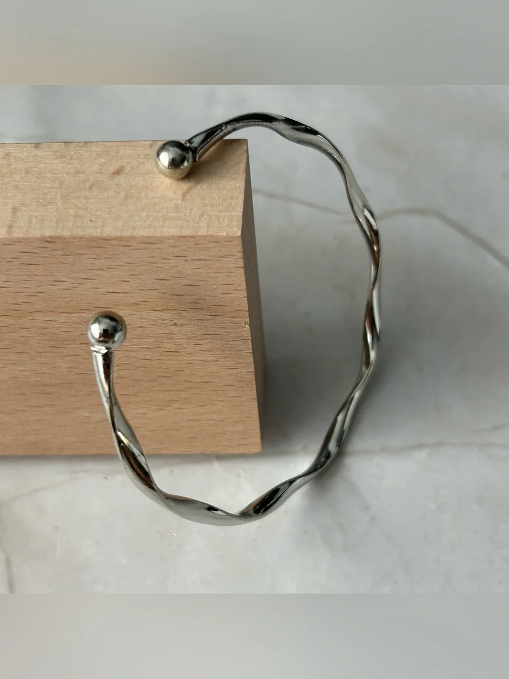 Silver Tine Twisted Open Cuff Bracelet